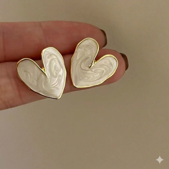 Enamel Hearts Earrings