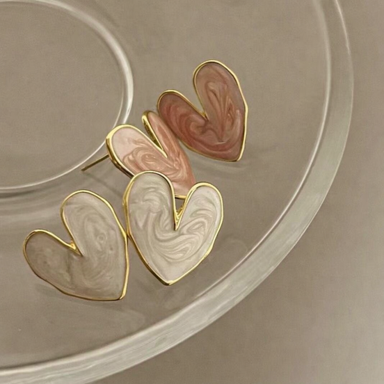 Enamel Hearts Earrings
