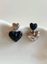 Black & Sliver Heart Earrings