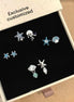 4 Pairs Set Ocean Series Seastar Shell & Jellyfish Ear Pins