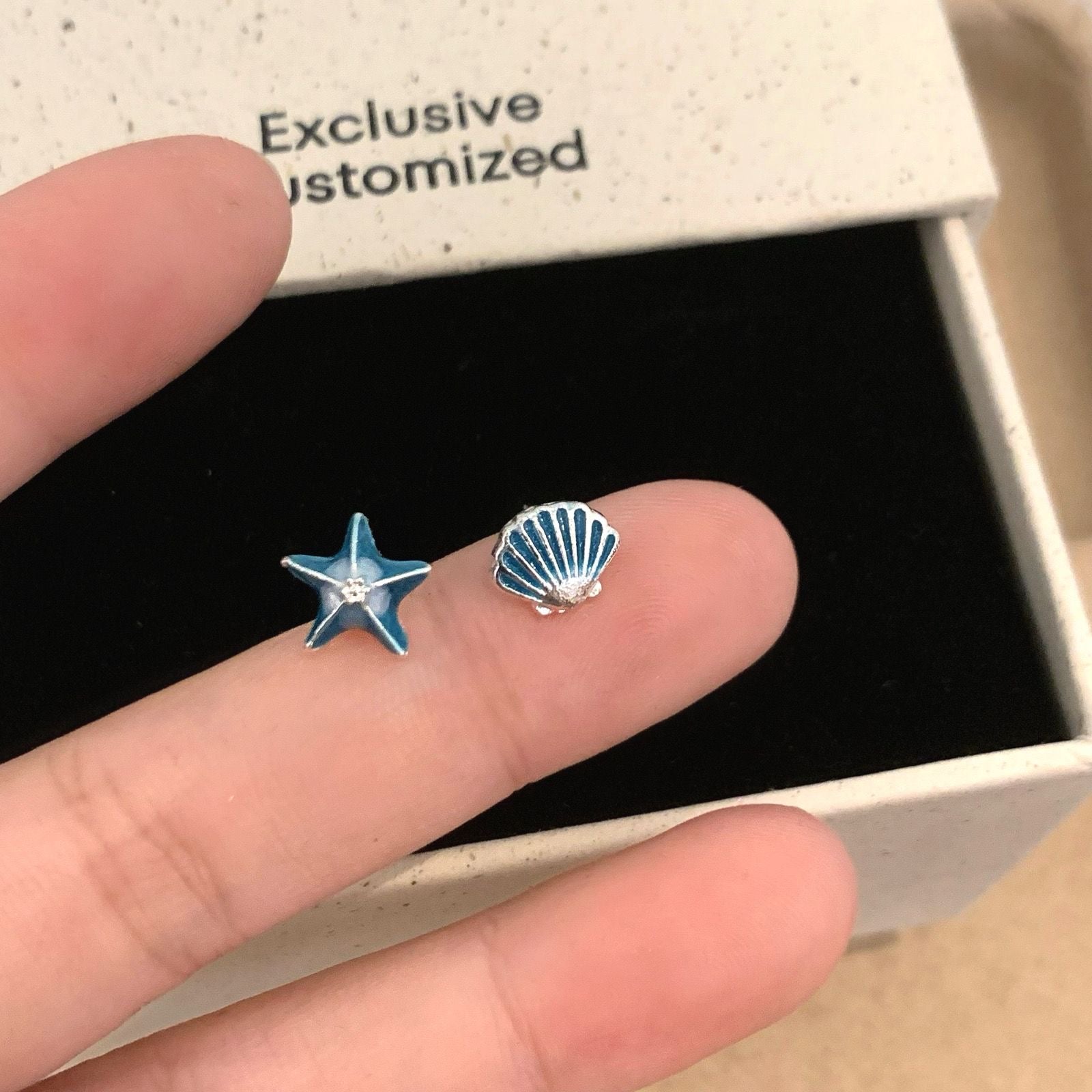 4 Pairs Set Ocean Series Seastar Shell & Jellyfish Ear Pins