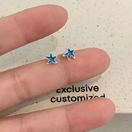 4 Pairs Set Ocean Series Seastar Shell & Jellyfish Ear Pins