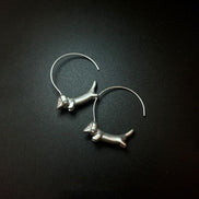 Sliver Clour Sausage Dog Earrings