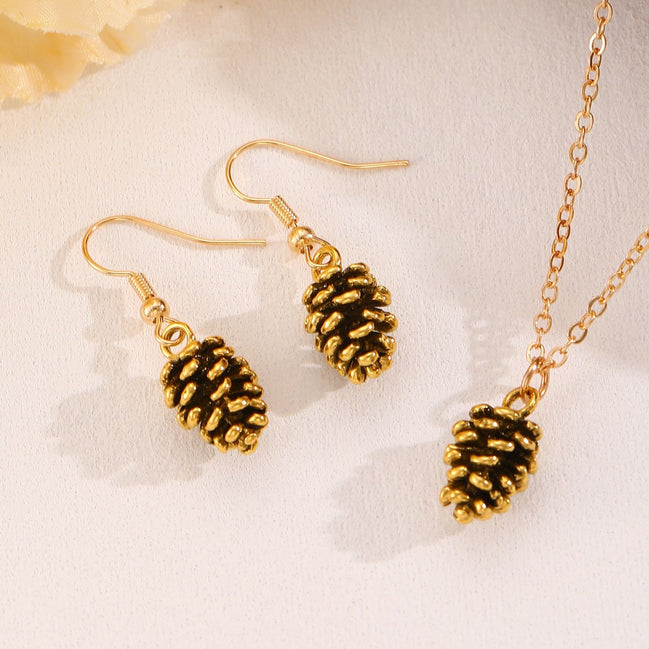 Autumn’s First Frost Grove Cones Earrings & Necklace Set