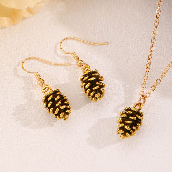 Autumn’s First Frost Grove Cones Earrings & Necklace Set