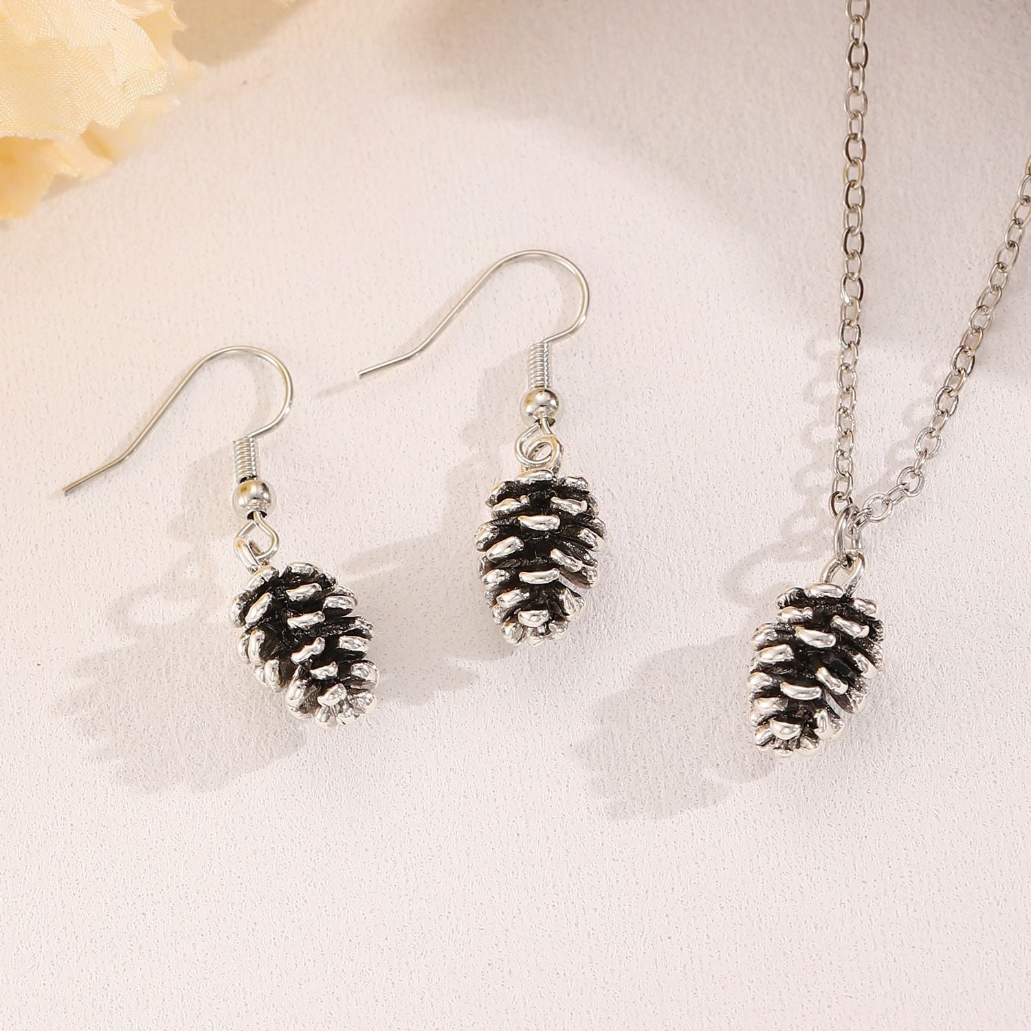 Autumn’s First Frost Grove Cones Earrings & Necklace Set