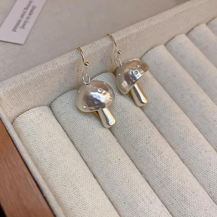 Cute Sliver Colour Mushroom Earrings