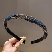 Braided Crystal and Denim Headband