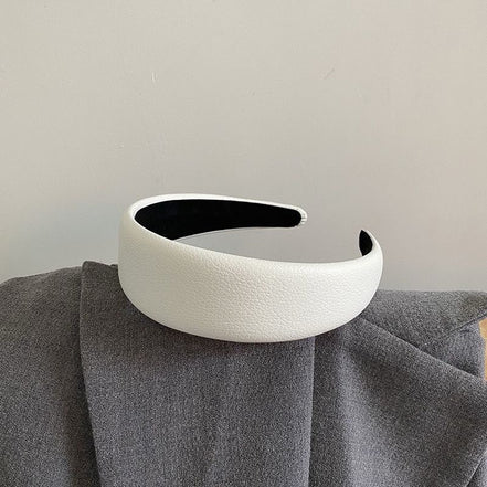 White Leather Wide Headband