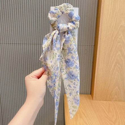 Chiffon Crushed Flower Hair Scrunchy