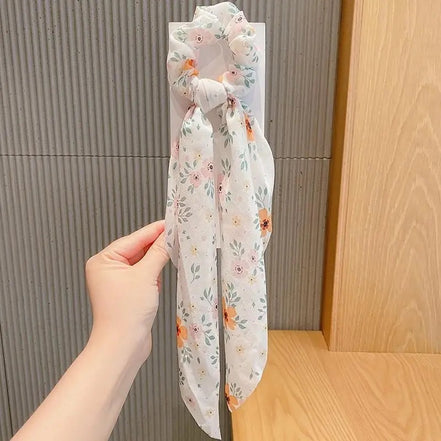 Chiffon Crushed Flower Hair Scrunchy