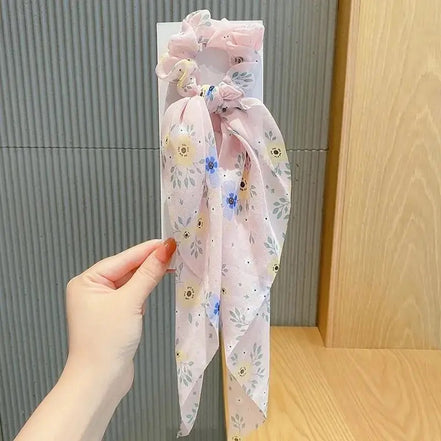 Chiffon Crushed Flower Hair Scrunchy
