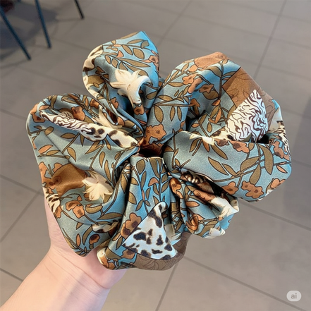 Vintage Satin Flower Hair Scrunchy