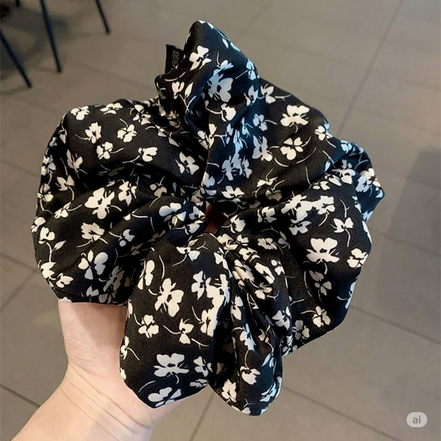 Vintage Satin Flower Hair Scrunchy