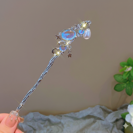 Tassel Pearl Moonstone Hair Stick