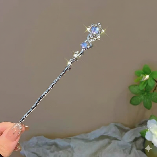 Moonstone Flower hair Stick