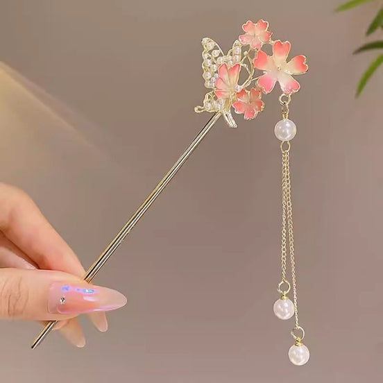 Butterfly & Cherry blossom Tassel Hair Stick