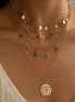 Boho Vintage Gemstone Sun Necklace Set
