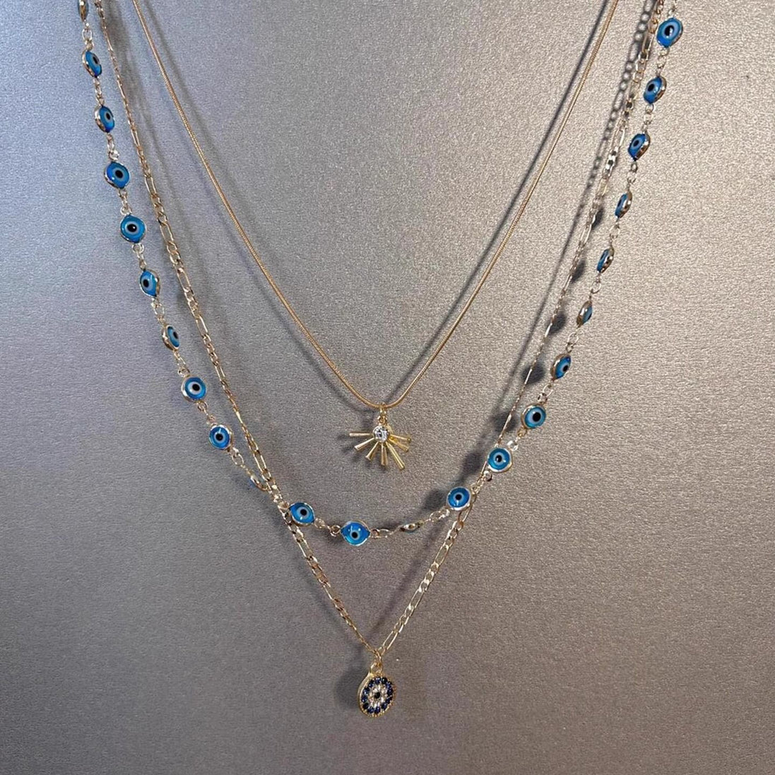 Minimalist Sun & Flower Necklace Set