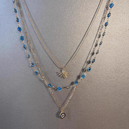 Minimalist Sun & Flower Necklace Set
