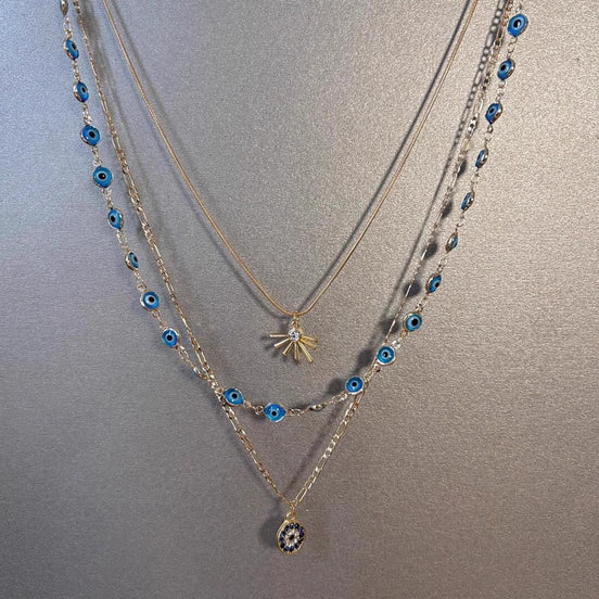 Minimalist Sun & Flower Necklace Set