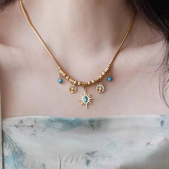 Vintage Sun & Tree of Life Necklace