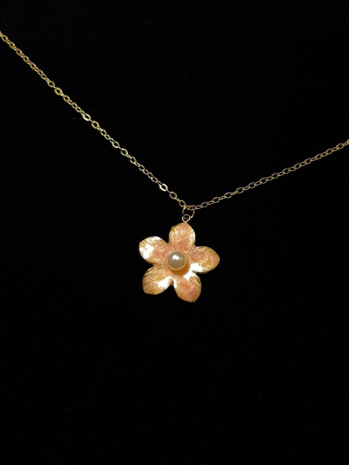 Enamel Flower Pendant Necklace