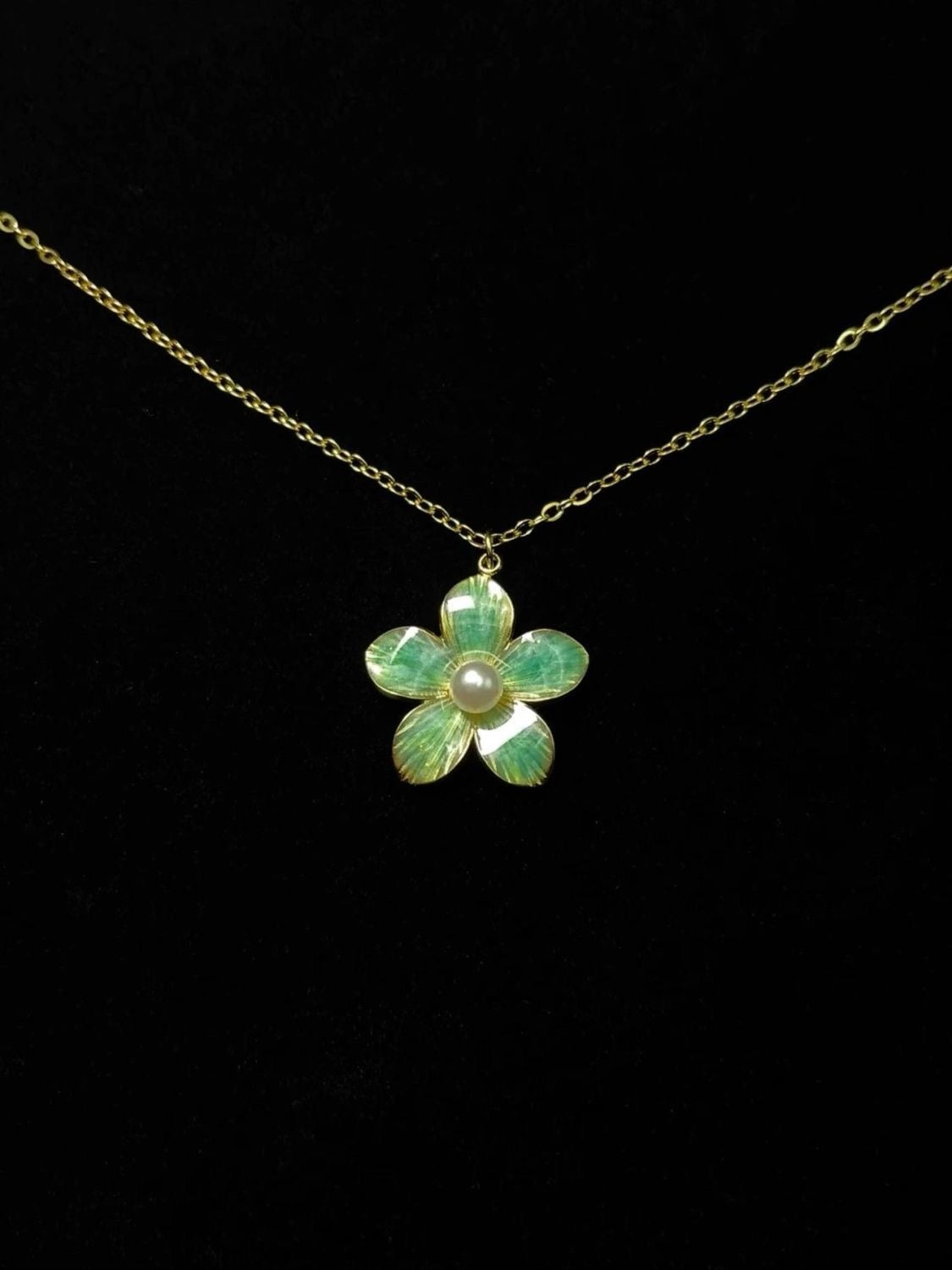 Enamel Flower Pendant Necklace