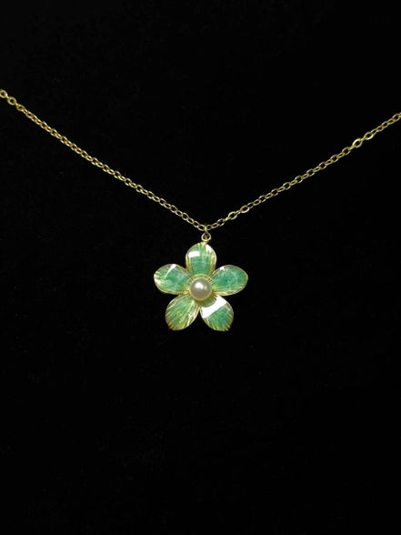Enamel Flower Pendant Necklace