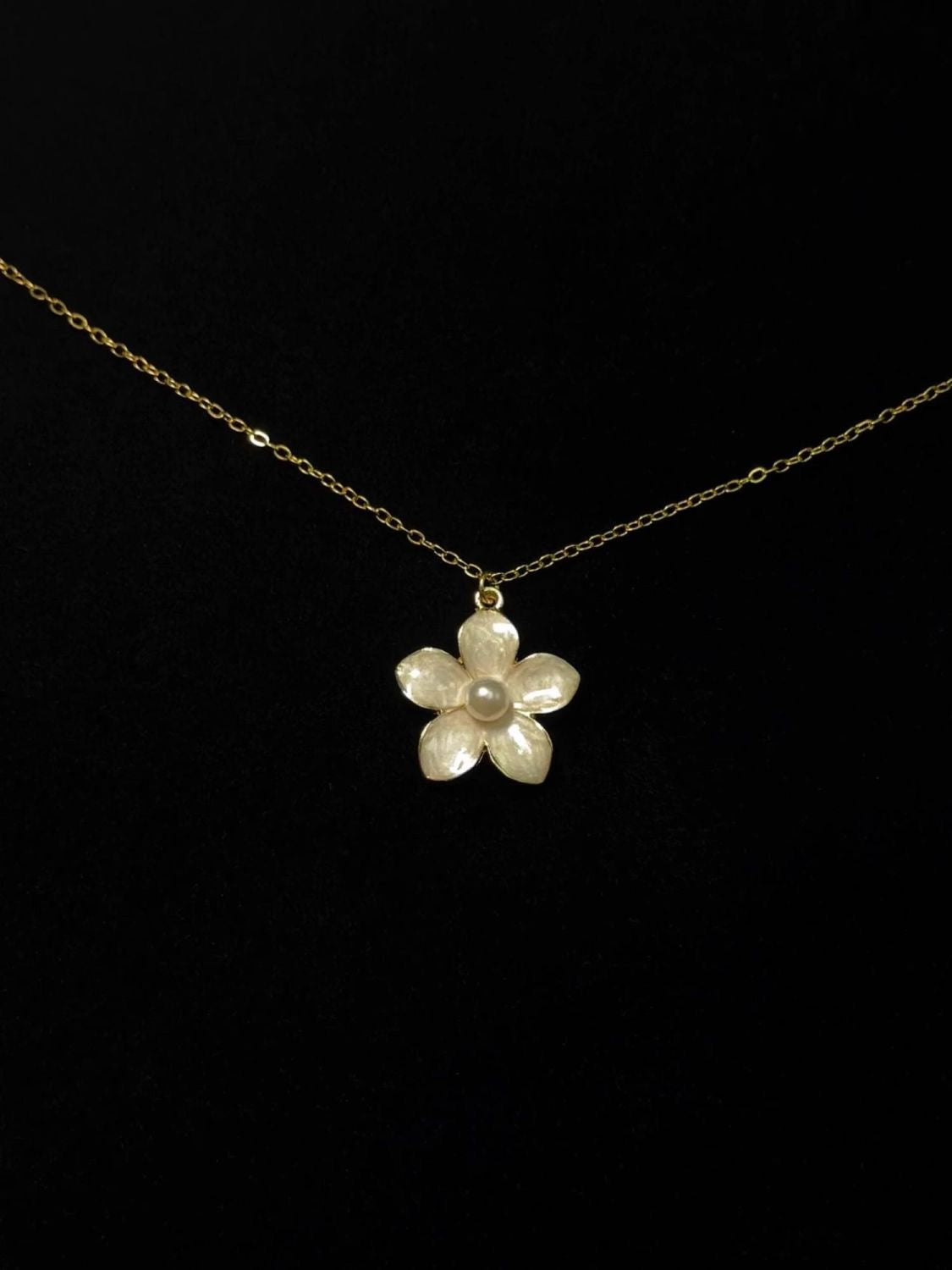 Enamel Flower Pendant Necklace