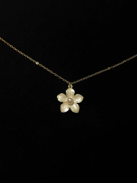 Enamel Flower Pendant Necklace