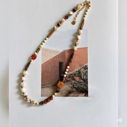 Boho Stone Beads Necklace & Bracelet Set