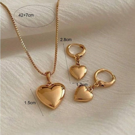 Heart Pendant Necklace & Earrings Set