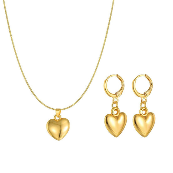 Heart Pendant Necklace & Earrings Set