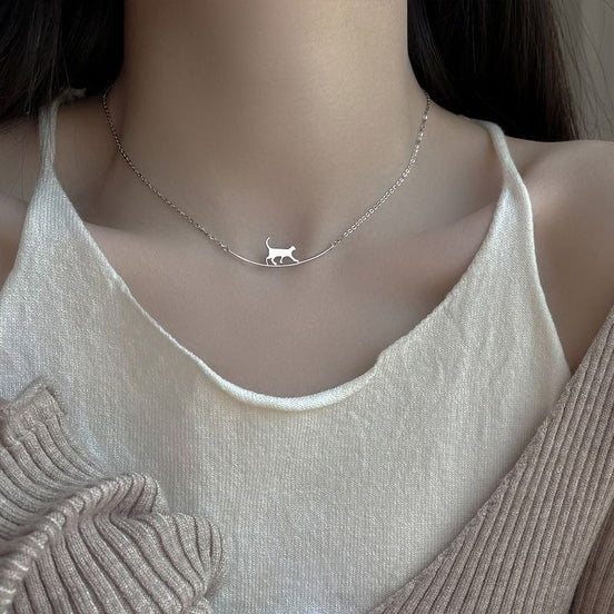 Walking Cat Pendant Necklace
