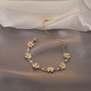 Enamel Daisy Row Necklace & Bracelet Set