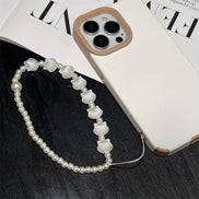 White Shell & Pearl Phone Strap
