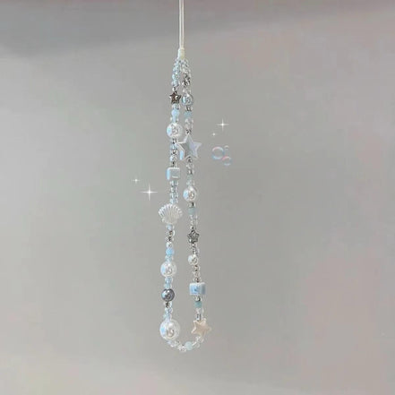 White Shell & Star Phone Strap