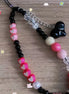 Black & Pink Heat Beads Phone Strap
