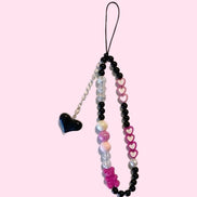 Black & Pink Heat Beads Phone Strap
