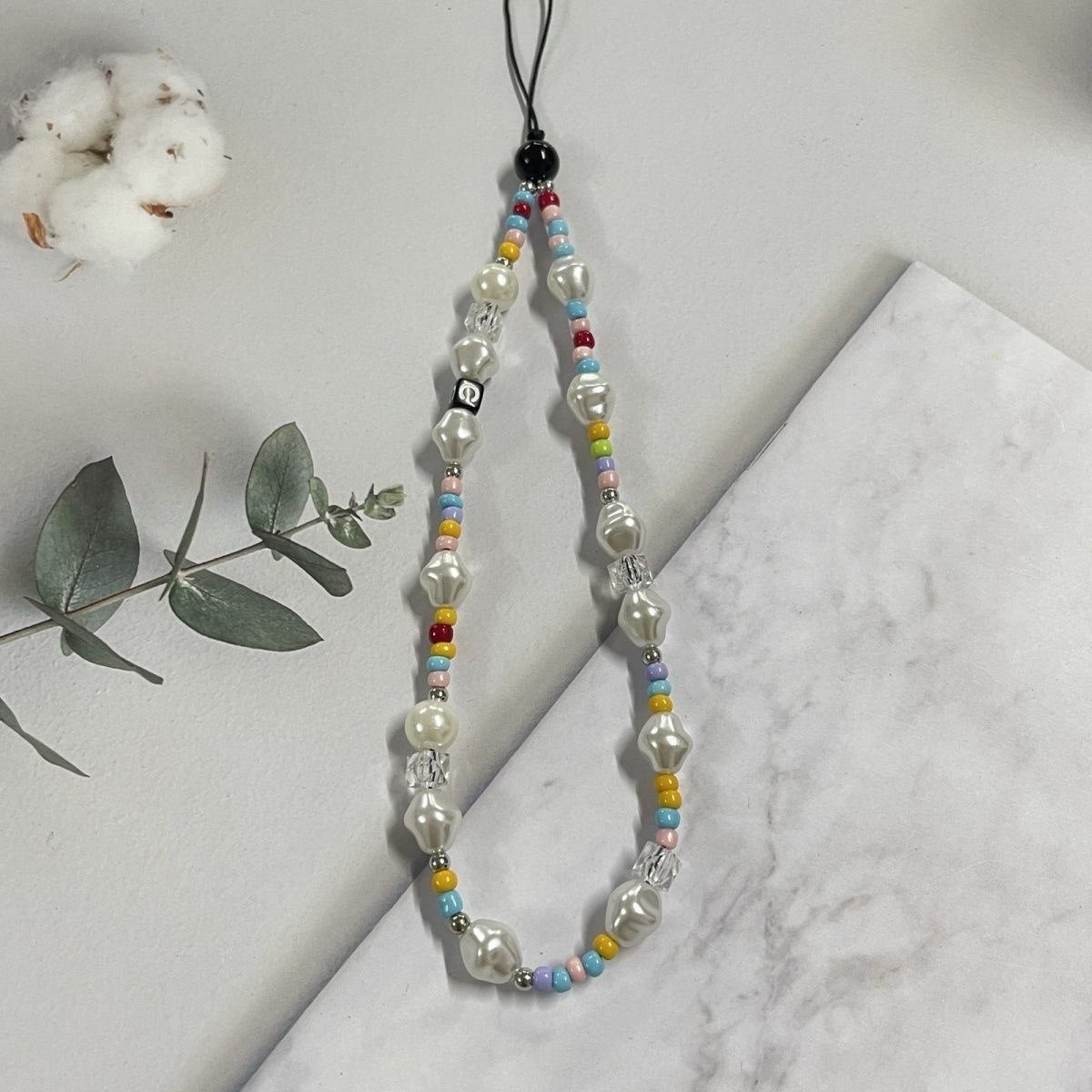 Colourful Beads & Pearl Phone Strap