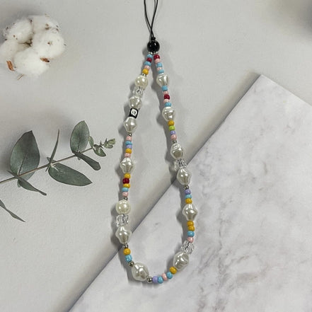 Colourful Beads & Pearl Phone Strap