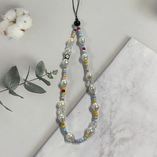 Colourful Beads & Pearl Phone Strap