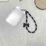 Black & Sliver Beads Bow Phone Strap