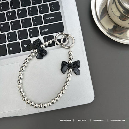 Sliver Beads Double Bow Phone Strap