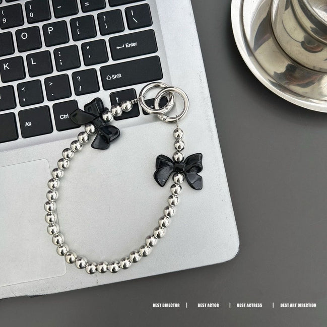 Sliver Beads Double Bow Phone Strap