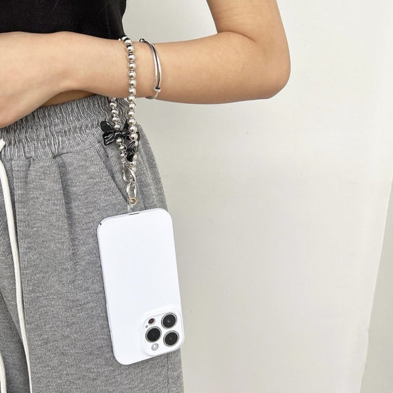 Sliver Beads Double Bow Phone Strap