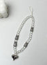 Clear Beads Bear & Heart Phone Strap
