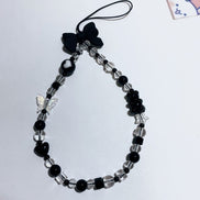 Clear & Black Beads with Bow Phone Strap