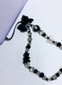 Clear & Black Beads with Bow Phone Strap